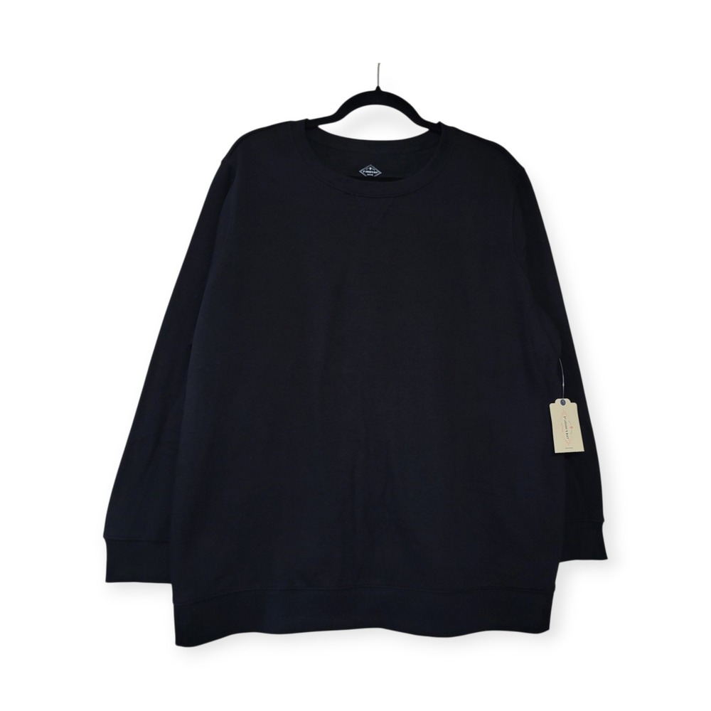 St Johns Bay Active Womens 1X Black Crewneck Sweatshirt NWT Athleisure Sporty